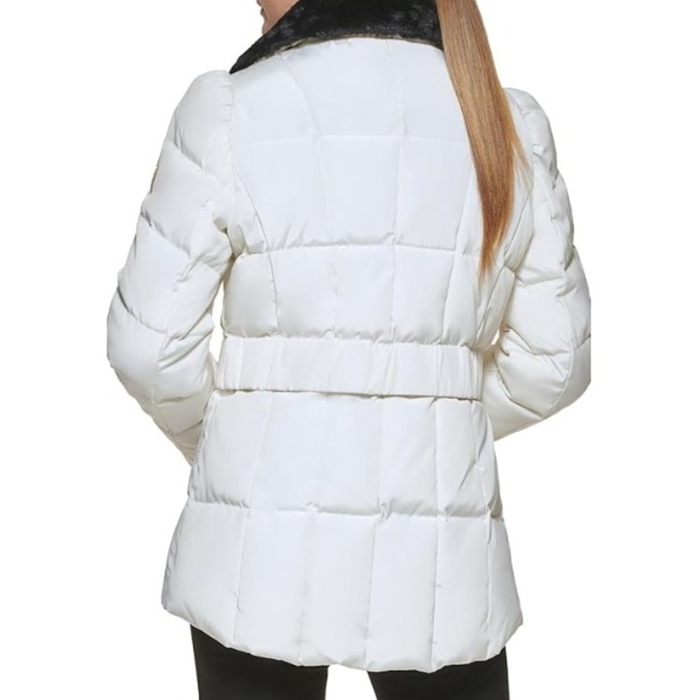 Guess Women's White Quilted Faux Fur Collar Puffer Jacket Size M NWT - Picture 3 of 10